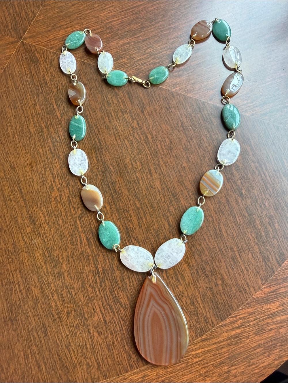 Natural Stone Agate Pendant Necklace